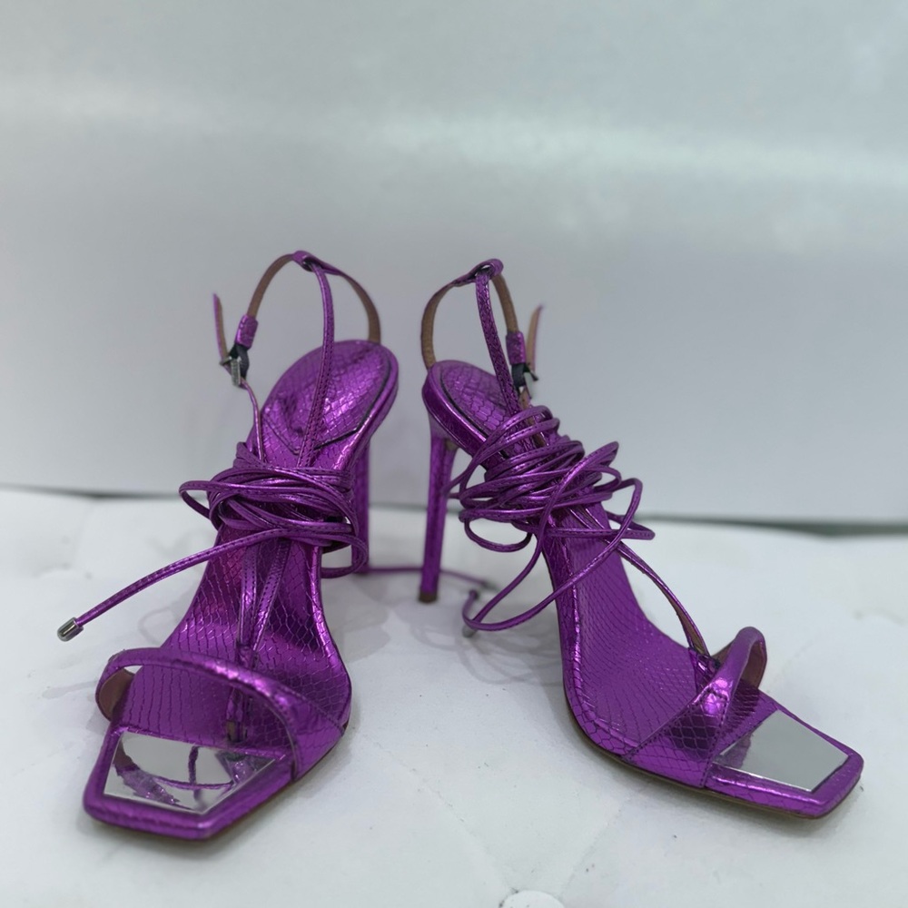 SCHUTZ Purple Stiletto Heels with Strappy Design